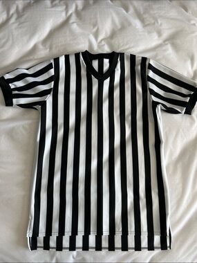 Black & White Striped Referee Jersey for Men